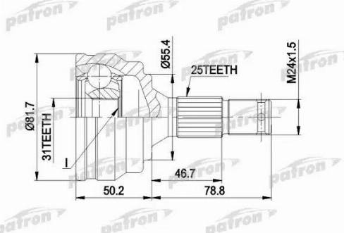 Patron PCV1259 - Шарнирный комплект, ШРУС, приводной вал unicars.by