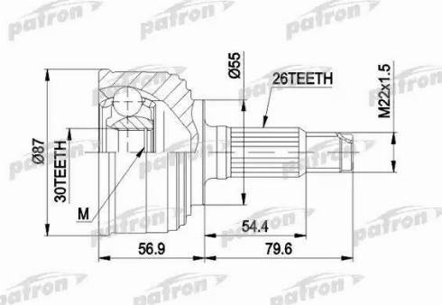 Patron PCV1255 - Шарнирный комплект, ШРУС, приводной вал unicars.by