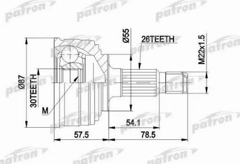 Patron PCV1251 - Шарнирный комплект, ШРУС, приводной вал unicars.by