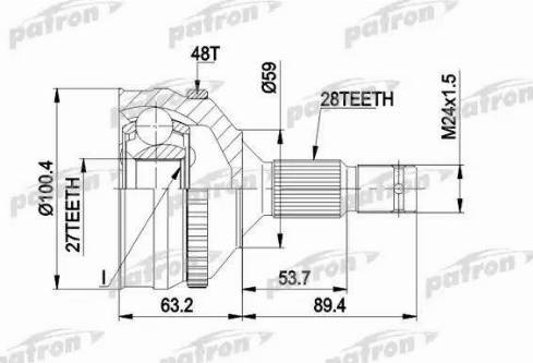 Patron PCV1264 - Шарнирный комплект, ШРУС, приводной вал unicars.by