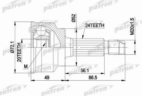 Patron PCV1261 - Шарнирный комплект, ШРУС, приводной вал unicars.by