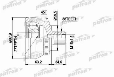 Patron PCV1267 - Шарнирный комплект, ШРУС, приводной вал unicars.by