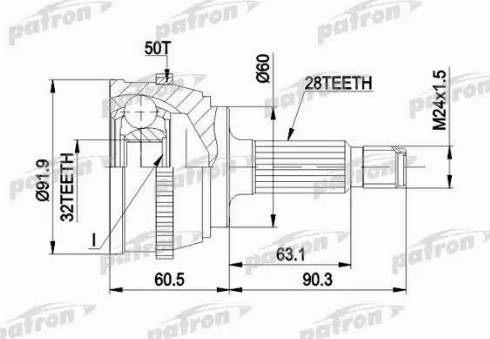 Patron PCV1284 - Шарнирный комплект, ШРУС, приводной вал unicars.by