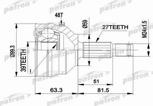 Patron PCV1224 - Шарнирный комплект, ШРУС, приводной вал unicars.by