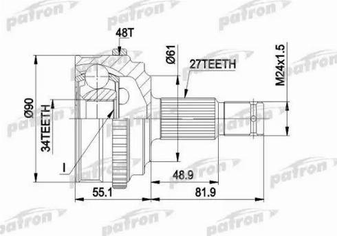 Patron PCV1222 - Шарнирный комплект, ШРУС, приводной вал unicars.by