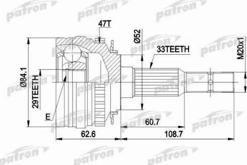 Patron PCV1279 - Шарнирный комплект, ШРУС, приводной вал unicars.by