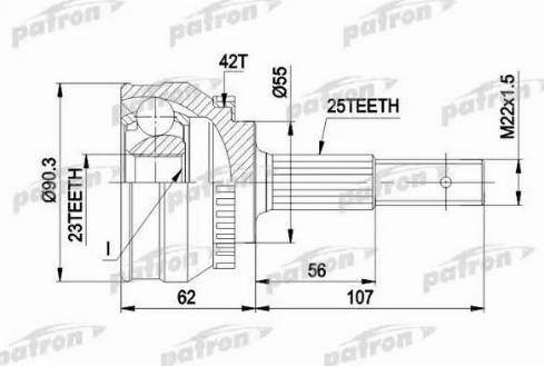 Patron PCV1275 - Шарнирный комплект, ШРУС, приводной вал unicars.by