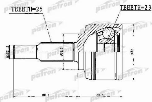 Patron PCV1767 - Шарнирный комплект, ШРУС, приводной вал unicars.by