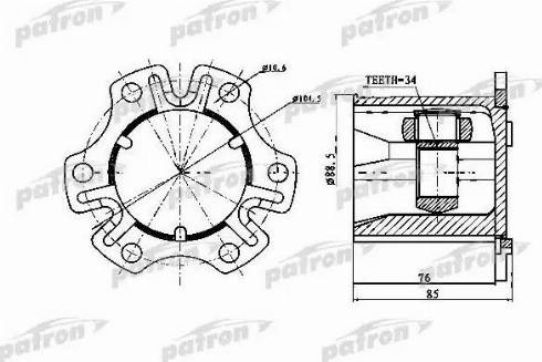 Patron PCV1770 - Шарнирный комплект, ШРУС, приводной вал unicars.by