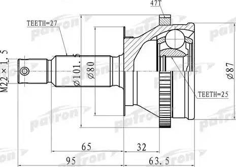 Patron PCV8728 - Шарнирный комплект, ШРУС, приводной вал unicars.by