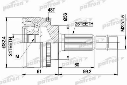 Patron PCV3445 - Шарнирный комплект, ШРУС, приводной вал unicars.by