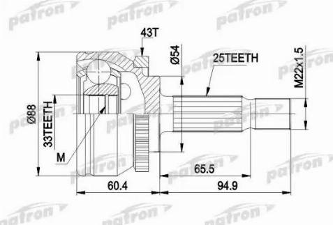 Patron PCV3416 - Шарнирный комплект, ШРУС, приводной вал unicars.by