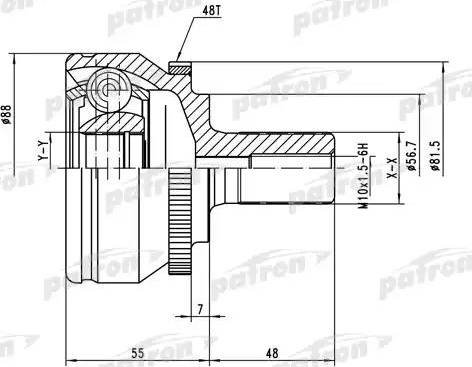 Patron PCV3560 - Шарнирный комплект, ШРУС, приводной вал unicars.by