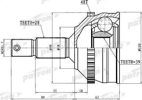 Patron PCV3083 - Шарнирный комплект, ШРУС, приводной вал unicars.by