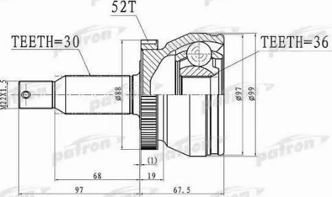 Patron PCV3072 - Шарнирный комплект, ШРУС, приводной вал unicars.by