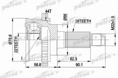 Patron PCV3850A - Шарнирный комплект, ШРУС, приводной вал unicars.by