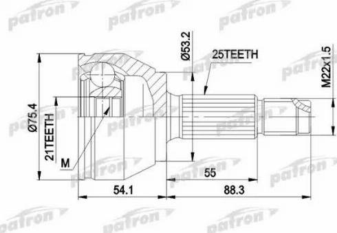 Patron PCV3385 - Шарнирный комплект, ШРУС, приводной вал unicars.by