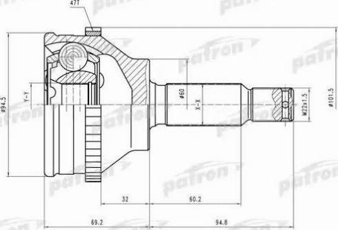 Patron PCV2066 - Шарнирный комплект, ШРУС, приводной вал unicars.by