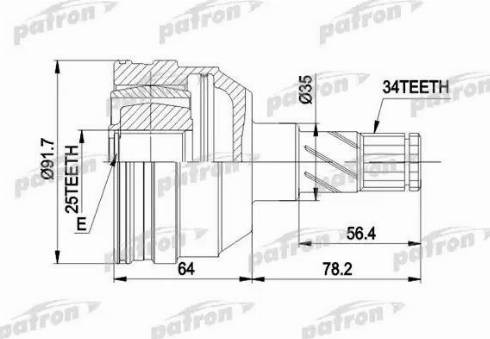 Patron PCV2253 - Шарнирный комплект, ШРУС, приводной вал unicars.by