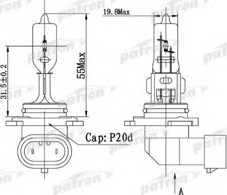 Patron PLHB3-12/60 - Лампа накаливания, фара дальнего света unicars.by