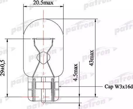 Patron PLW21W - Лампа накаливания, дополнительный фонарь сигнала торможения unicars.by