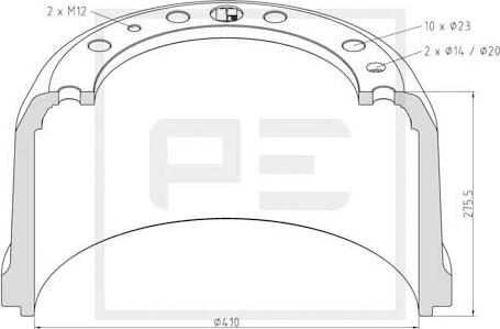 PE Automotive 466.000-00A - Тормозной барабан unicars.by