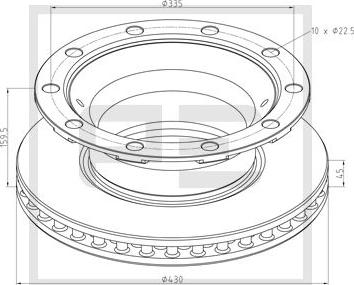 PE Automotive 046.384-00A - Тормозной диск unicars.by