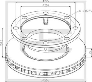 PE Automotive 046.385-00A - Тормозной диск unicars.by