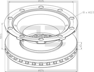 PE Automotive 046.380-00A - Тормозной диск unicars.by