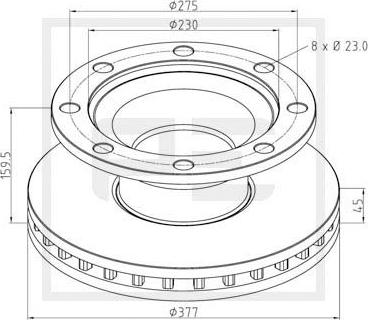 PE Automotive 046.374-00A - Тормозной диск unicars.by