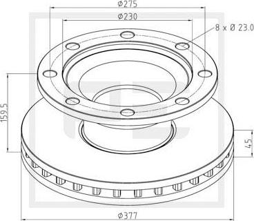 PE Automotive 046.375-00A - Тормозной диск unicars.by