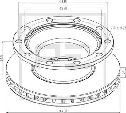 PE Automotive 046.371-10A - Тормозной диск unicars.by