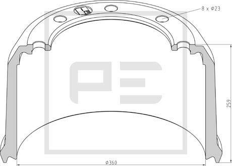 PE Automotive 046.700-00A - Тормозной барабан unicars.by