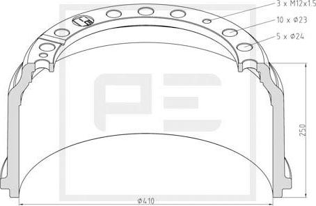 PE Automotive 016.400-00A - Тормозной барабан unicars.by