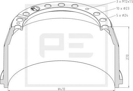 PE Automotive 016.401-00A - Тормозной барабан unicars.by