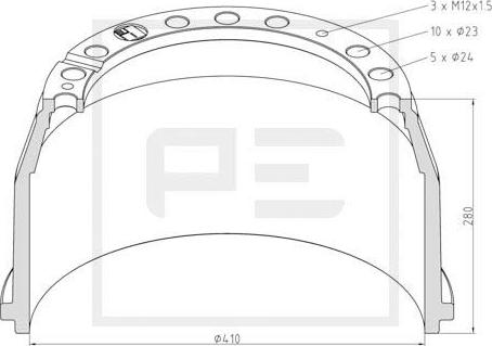 PE Automotive 016.402-00A - Тормозной барабан unicars.by