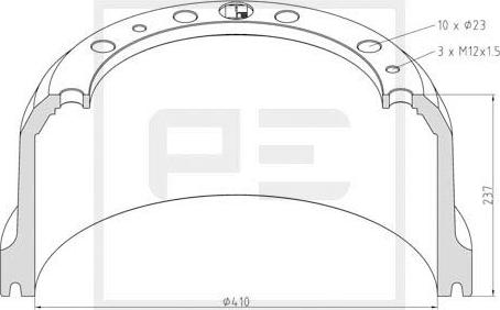 PE Automotive 016.502-00A - Тормозной барабан unicars.by