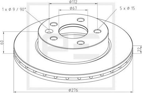 PE Automotive 016.654-00A - Тормозной диск unicars.by