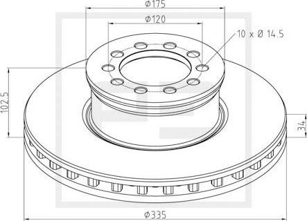 PE Automotive 016.662-00A - Тормозной диск unicars.by