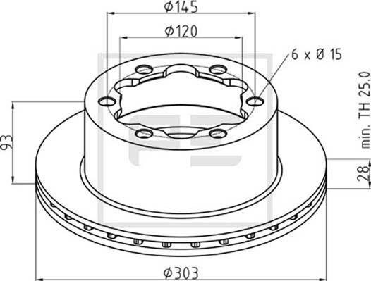 PE Automotive 016.679-00A - Тормозной диск unicars.by