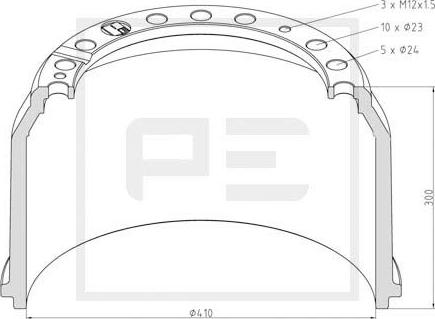 PE Automotive 036.403-97A - Тормозной барабан unicars.by