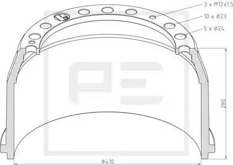 PE Automotive 036.402-00A - Тормозной барабан unicars.by