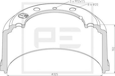 PE Automotive 036.416-00A - Тормозной барабан unicars.by