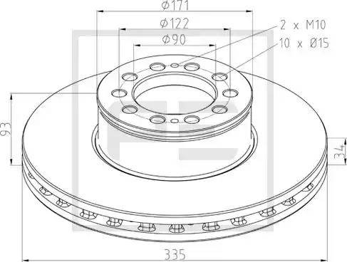 PE Automotive 036.145-00A - Тормозной диск unicars.by