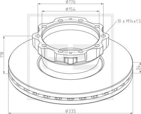 PE Automotive 036.130-10A - Тормозной диск unicars.by