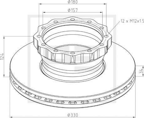 PE Automotive 036.131-00A - Тормозной диск unicars.by