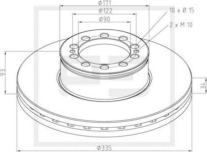 PE Automotive 036.126-00A - Тормозной диск unicars.by