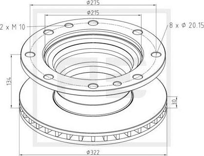 PE Automotive 026.654-10A - Тормозной диск unicars.by