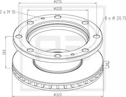 PE Automotive 026.655-10A - Тормозной диск unicars.by