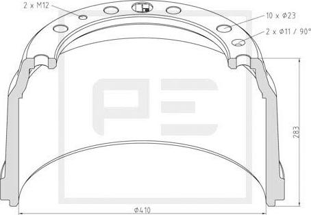 PE Automotive 026.638-00A - Тормозной барабан unicars.by